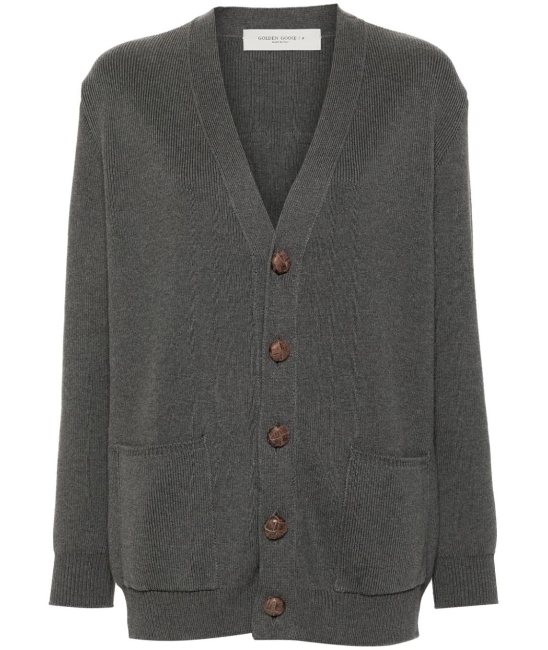 GOLDEN GOOSE DELUXE BRAND Антрацитовый хлопковый кардиган, фото 1