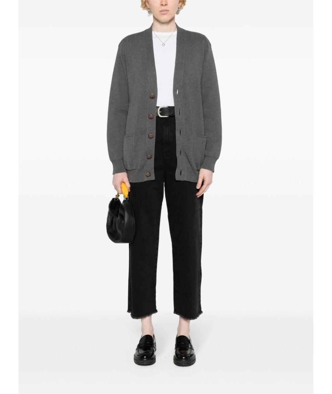 GOLDEN GOOSE DELUXE BRAND Антрацитовый хлопковый кардиган, фото 5