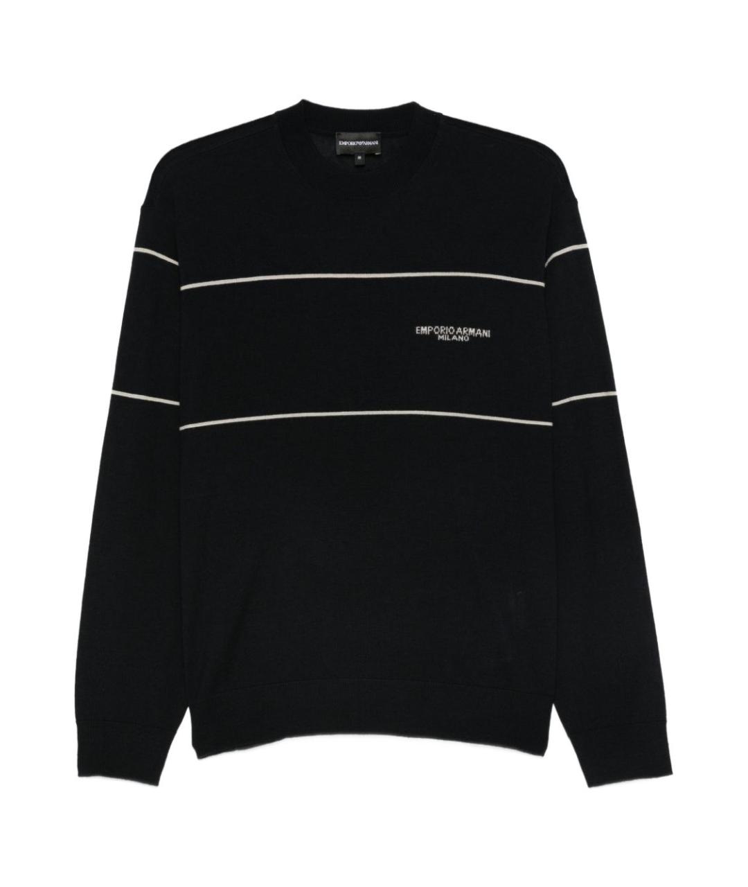 EMPORIO ARMANI Темно-синий шерстяной джемпер / свитер, фото 1