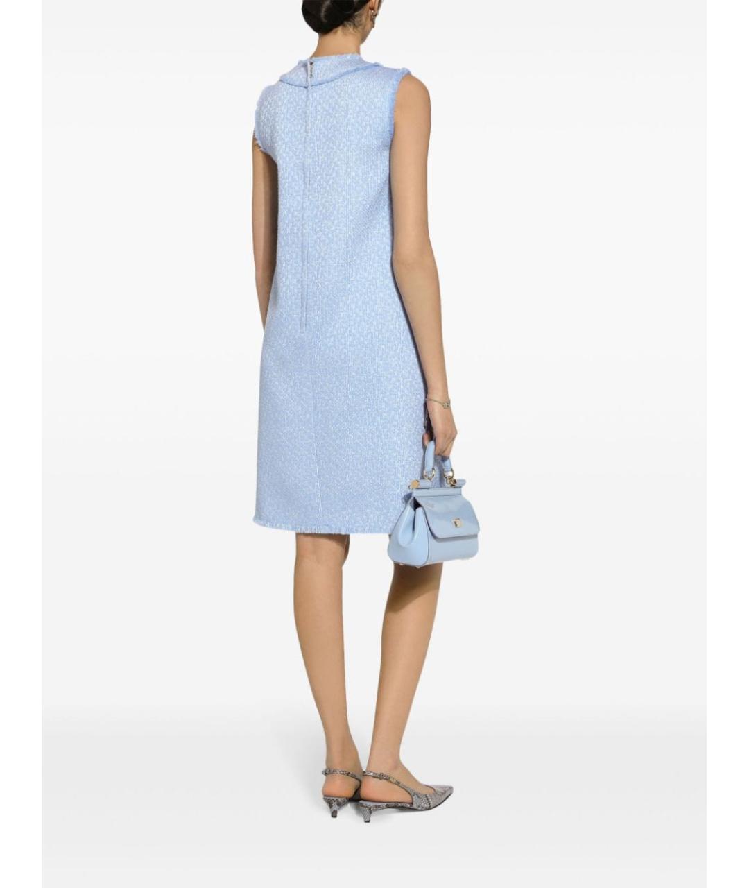 DOLCE&GABBANA Голубое шерстяное повседневное платье, фото 2