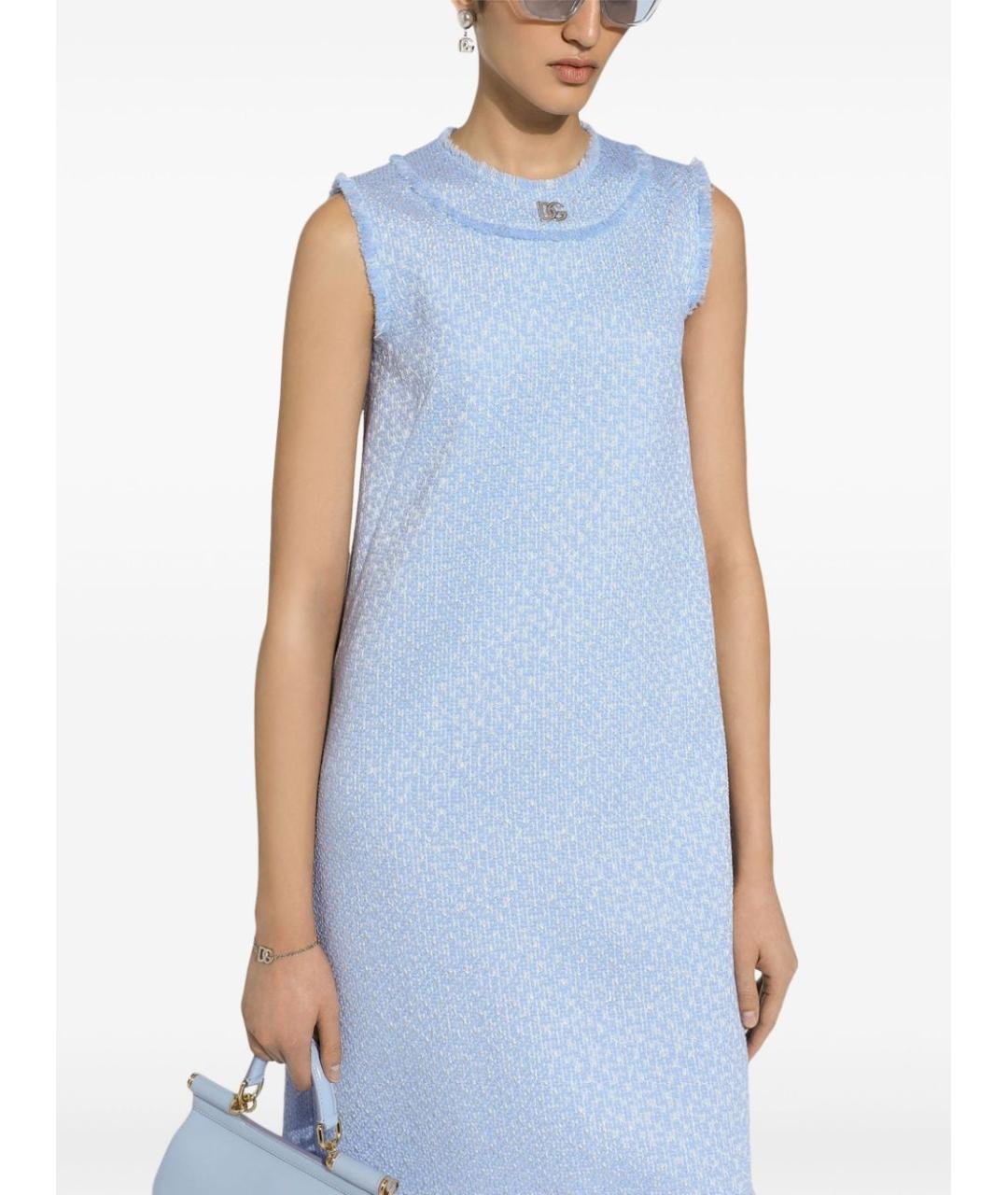 DOLCE&GABBANA Голубое шерстяное повседневное платье, фото 3