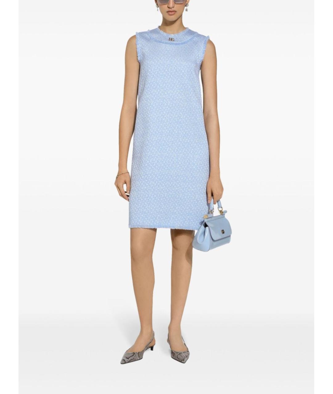 DOLCE&GABBANA Голубое шерстяное повседневное платье, фото 4