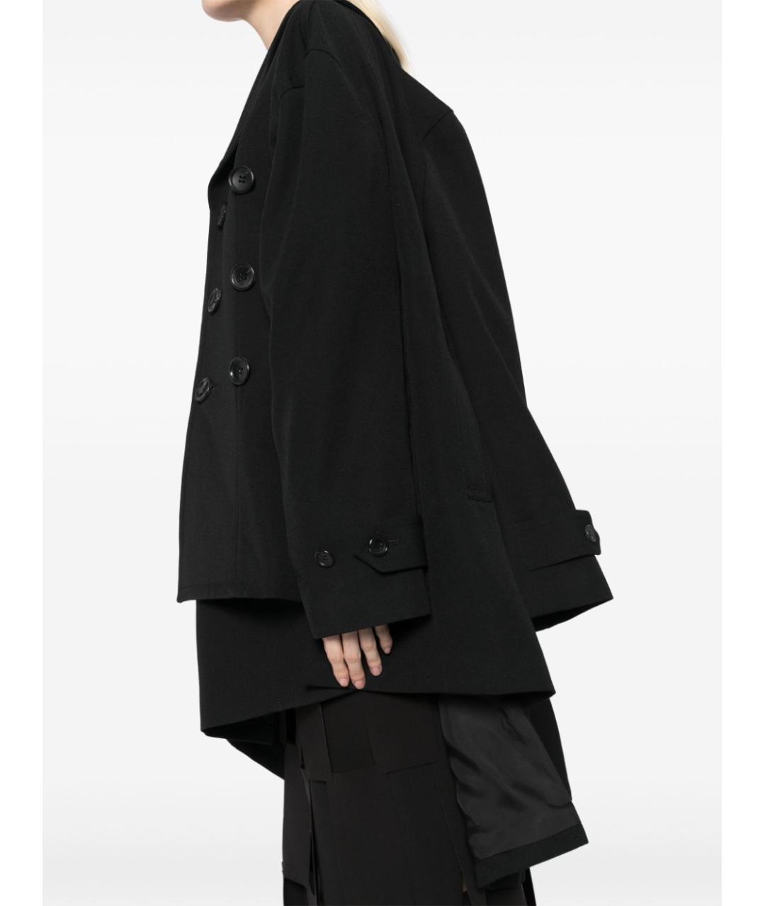COMME DES GARÇONS Черное шерстяное пальто, фото 2