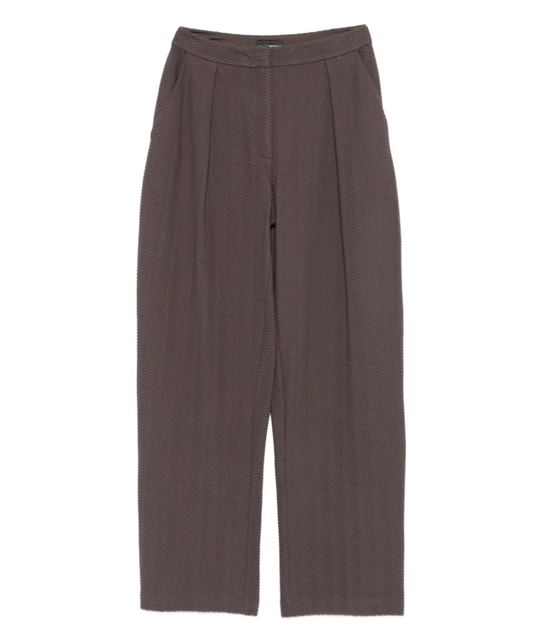 EMPORIO ARMANI Коричневые полиамидовые прямые брюки, фото 1