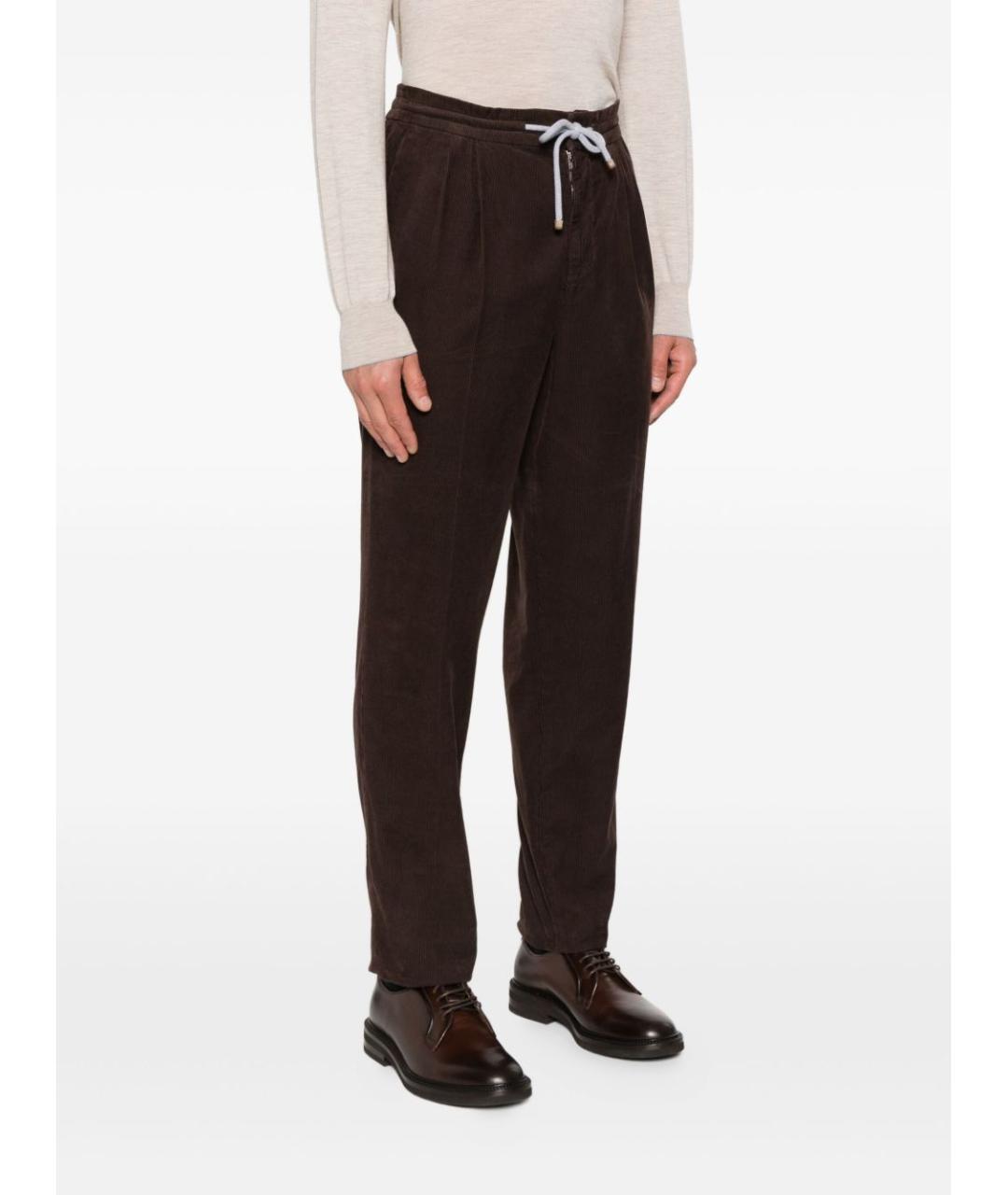 BRUNELLO CUCINELLI Коричневые хлопковые повседневные брюки, фото 5