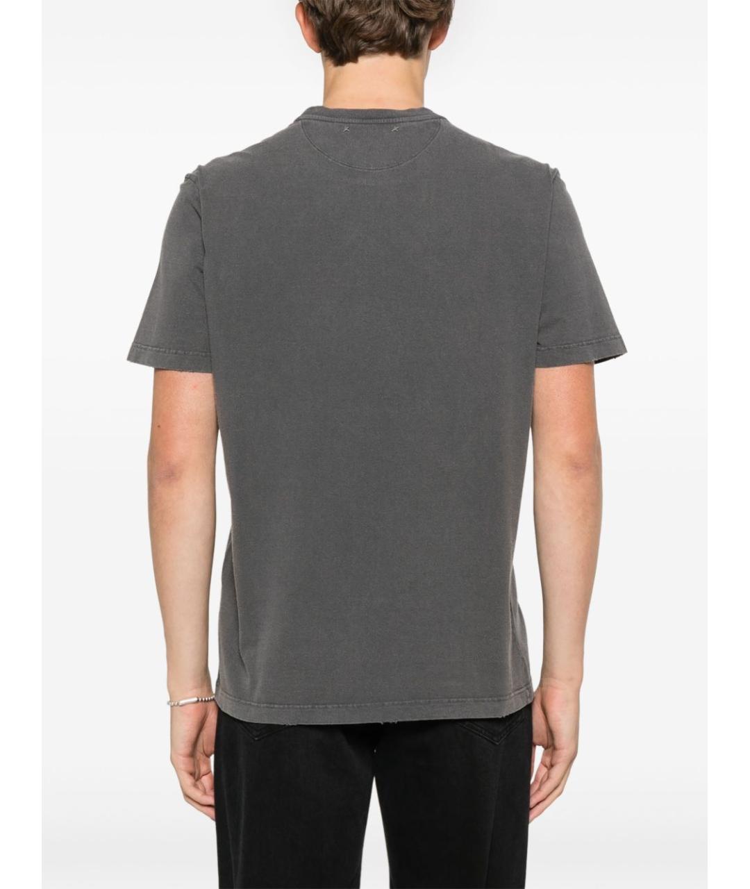 GOLDEN GOOSE DELUXE BRAND Антрацитовая хлопковая футболка, фото 3