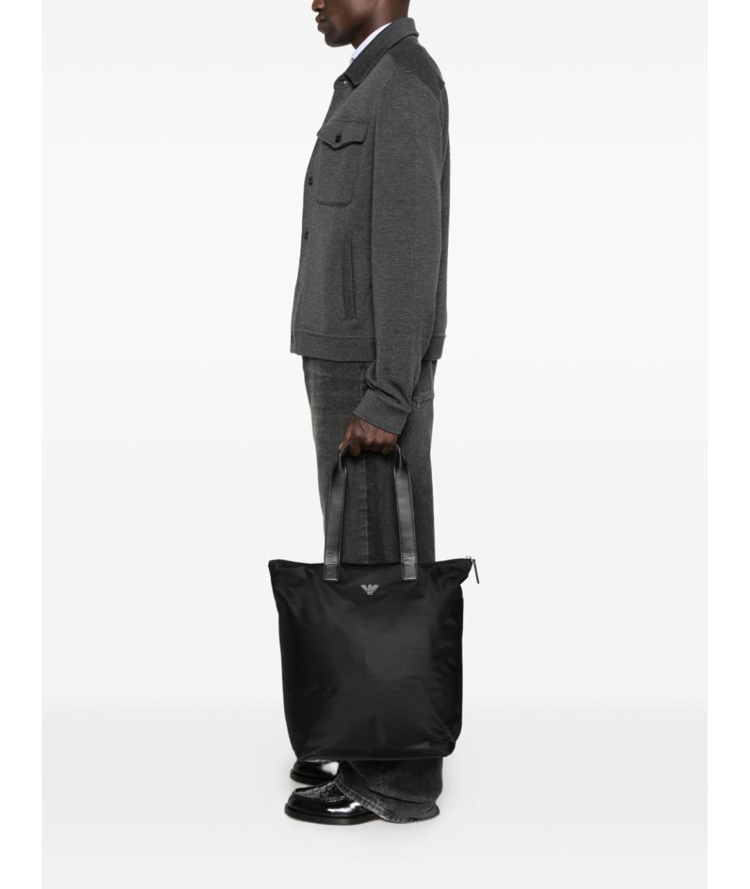 EMPORIO ARMANI Черная сумка тоут, фото 2