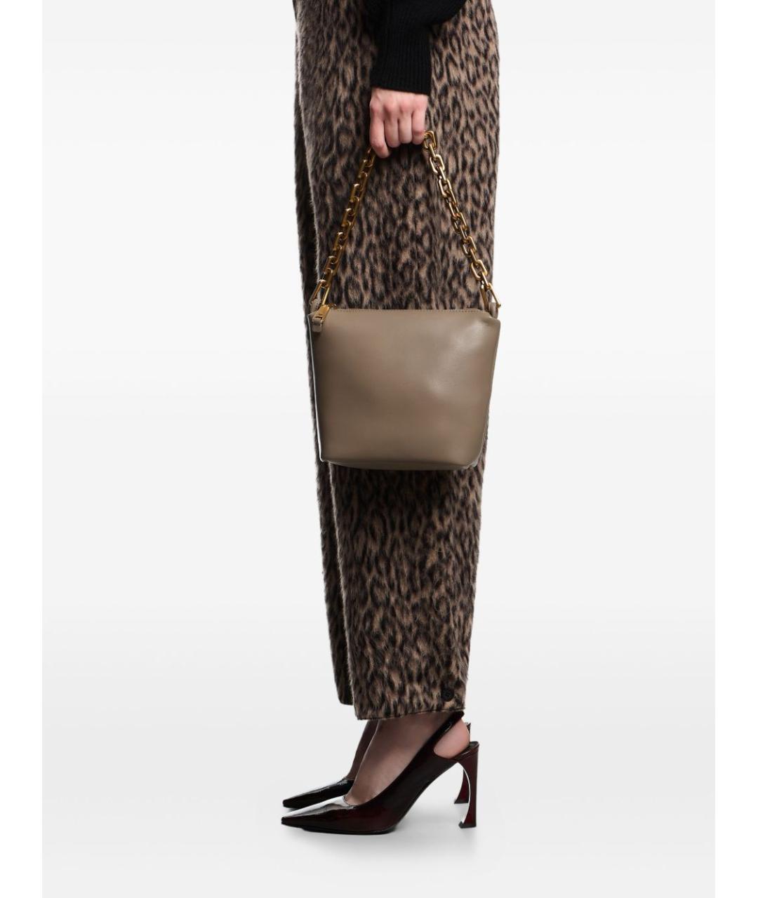 EMPORIO ARMANI Бежевая кожаная сумка через плечо, фото 2