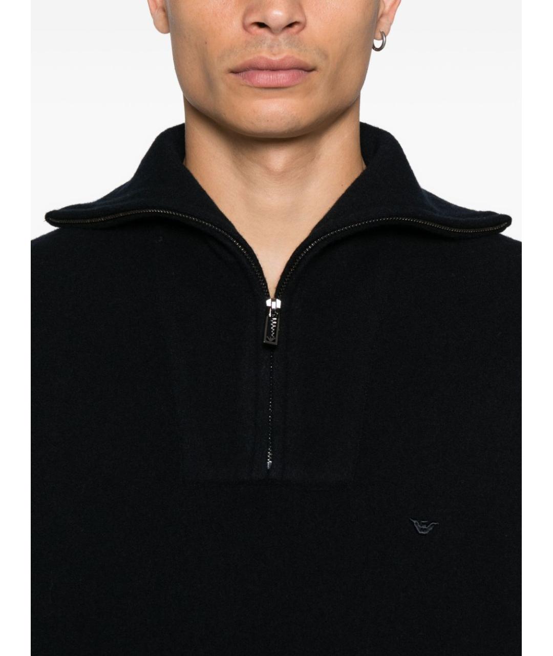 EMPORIO ARMANI Темно-синий шерстяной джемпер / свитер, фото 4