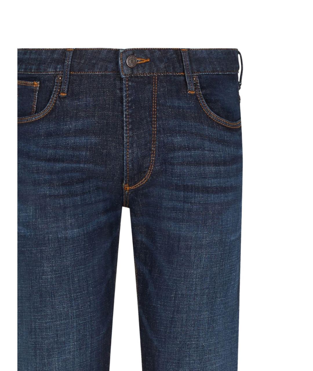 EMPORIO ARMANI Синие хлопковые прямые джинсы, фото 2