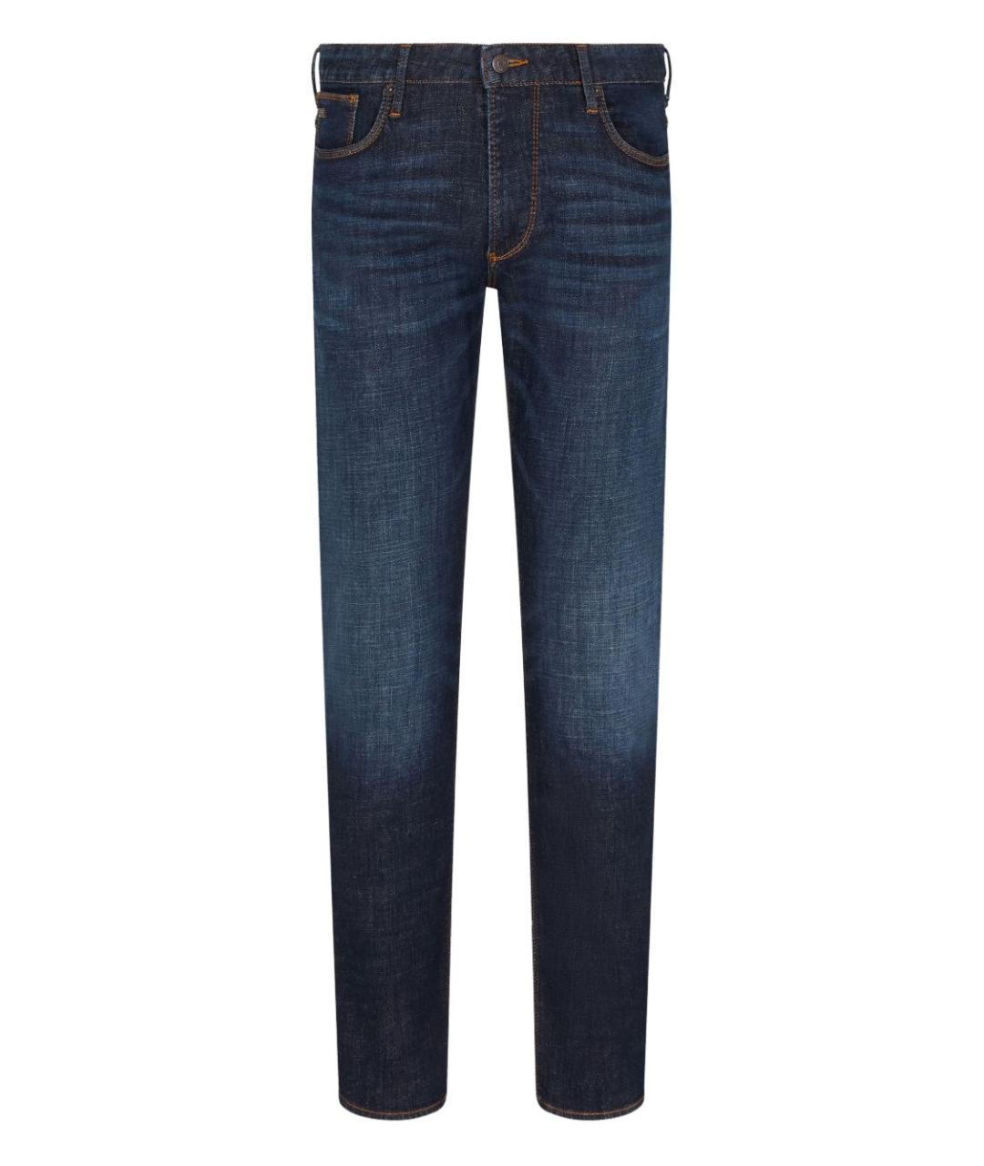 EMPORIO ARMANI Синие хлопковые прямые джинсы, фото 1
