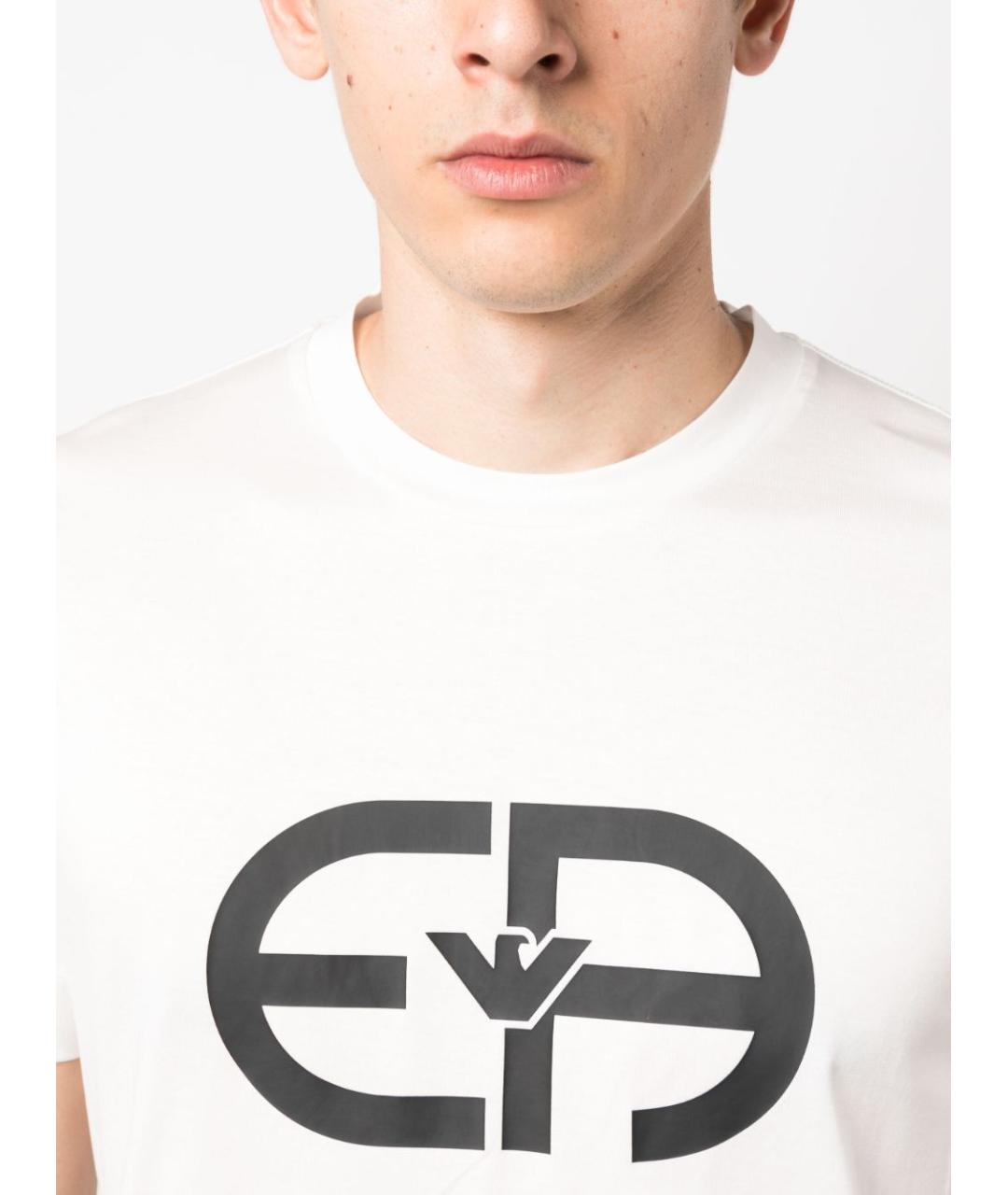 EMPORIO ARMANI Белая хлопковая футболка, фото 4