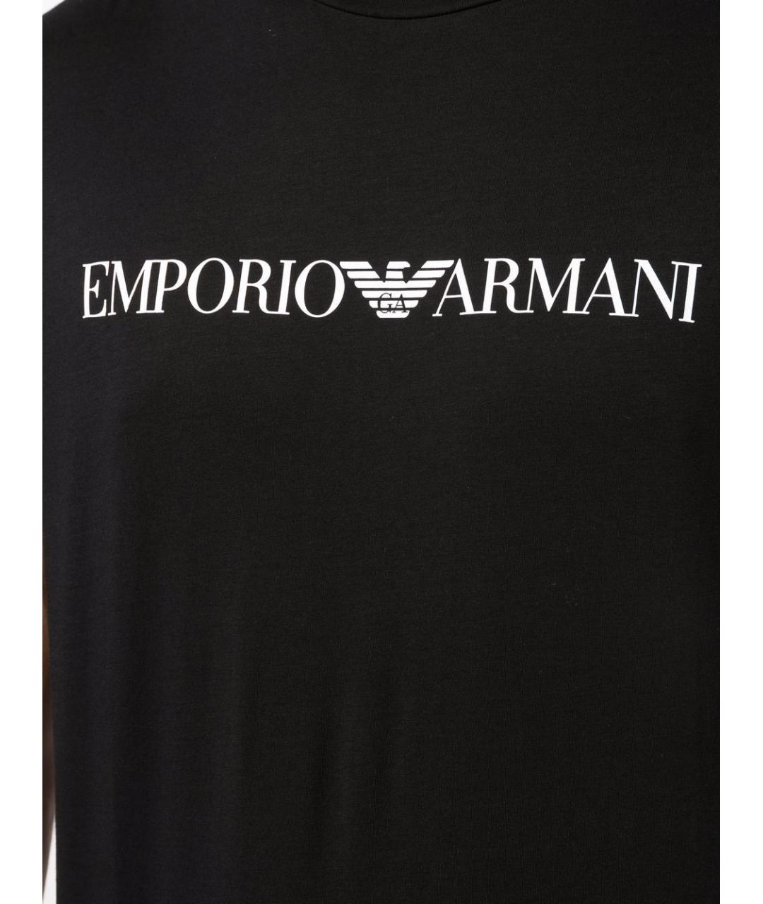 EMPORIO ARMANI Черная хлопковая футболка, фото 4