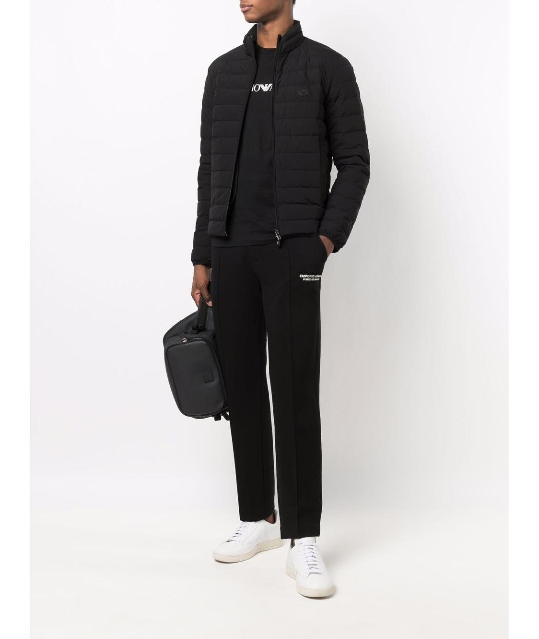 EMPORIO ARMANI Черная хлопковая футболка, фото 3