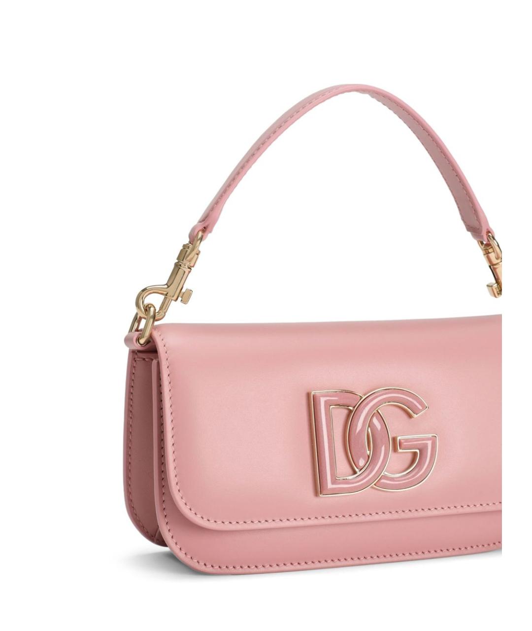 DOLCE&GABBANA Розовая кожаная сумка через плечо, фото 5