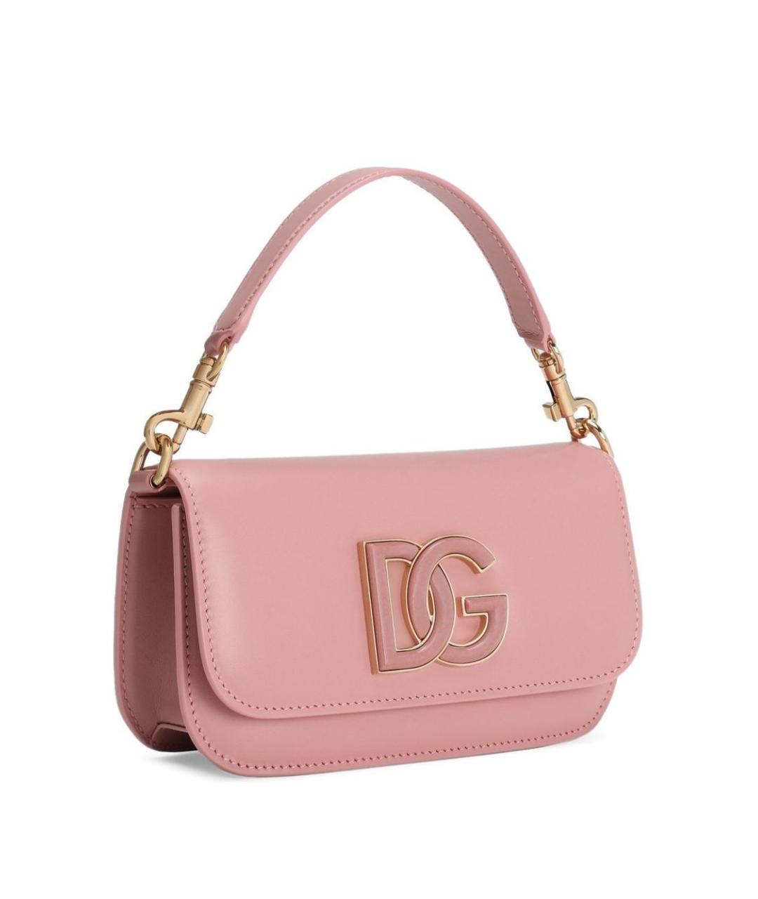 DOLCE&GABBANA Розовая кожаная сумка через плечо, фото 4