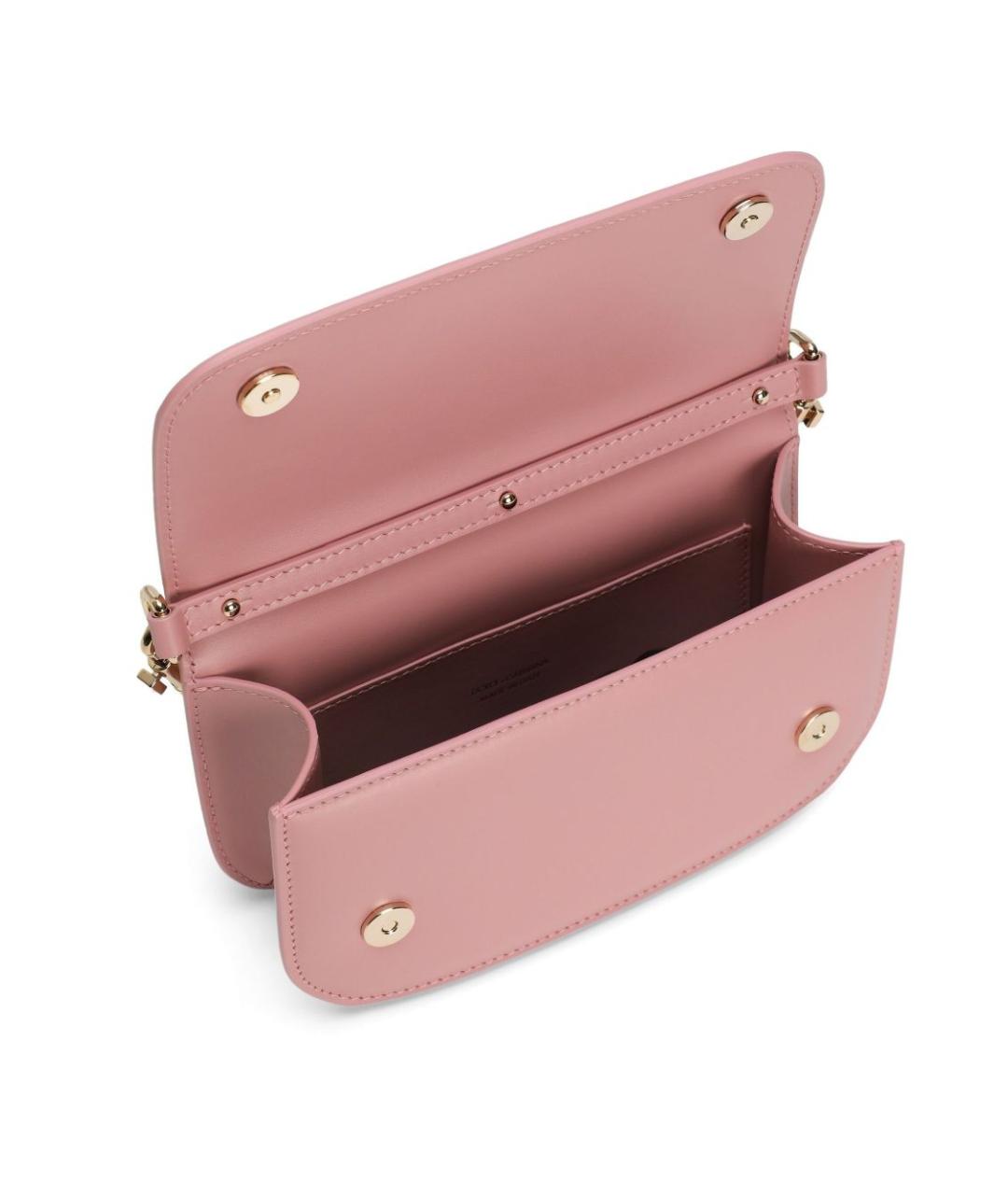 DOLCE&GABBANA Розовая кожаная сумка через плечо, фото 3