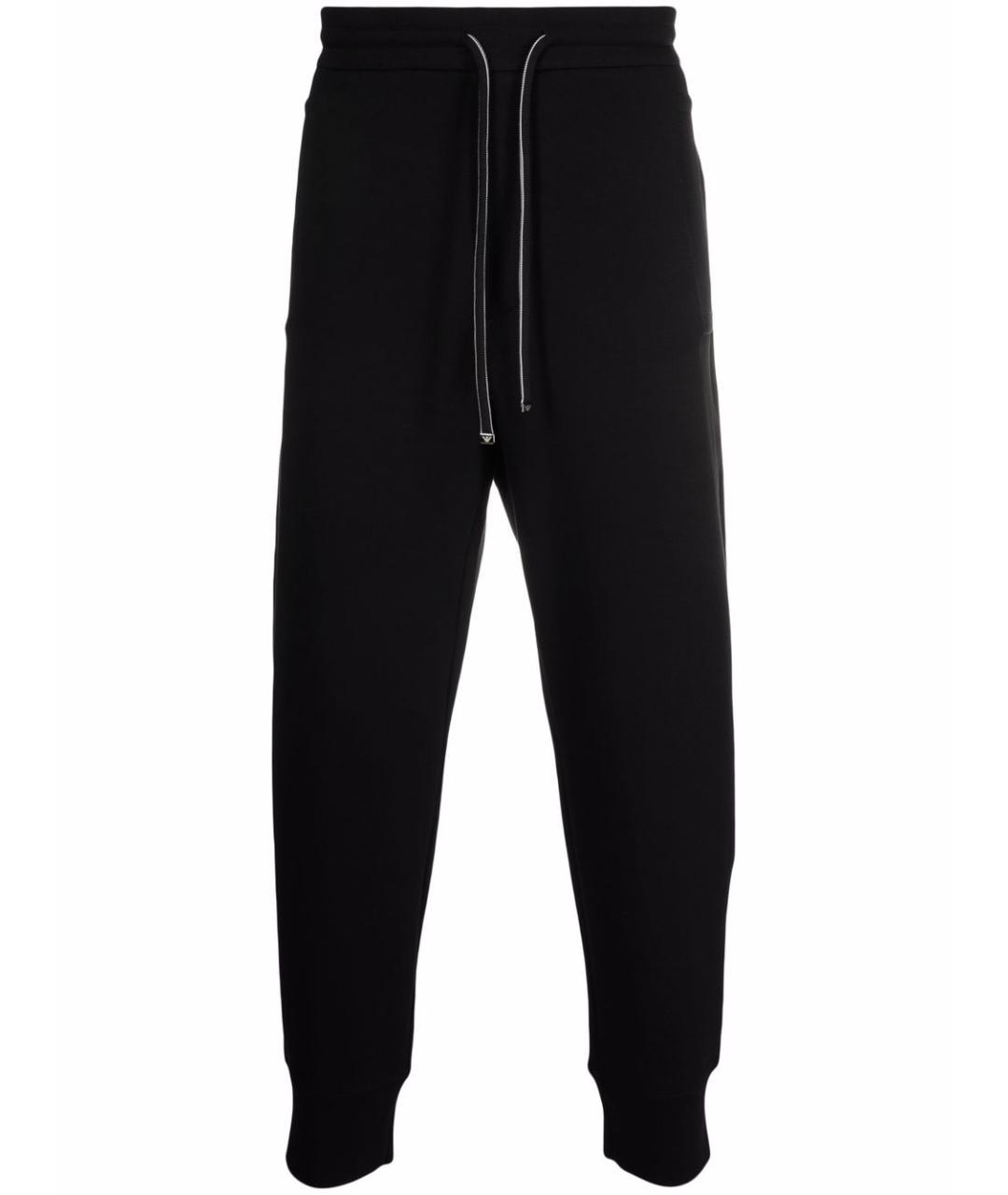 EMPORIO ARMANI Черные полиэстеровые повседневные брюки, фото 1