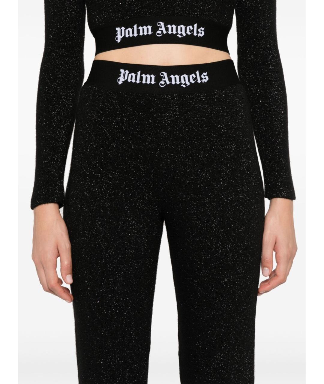 PALM ANGELS Черные полиэстеровые прямые брюки, фото 4