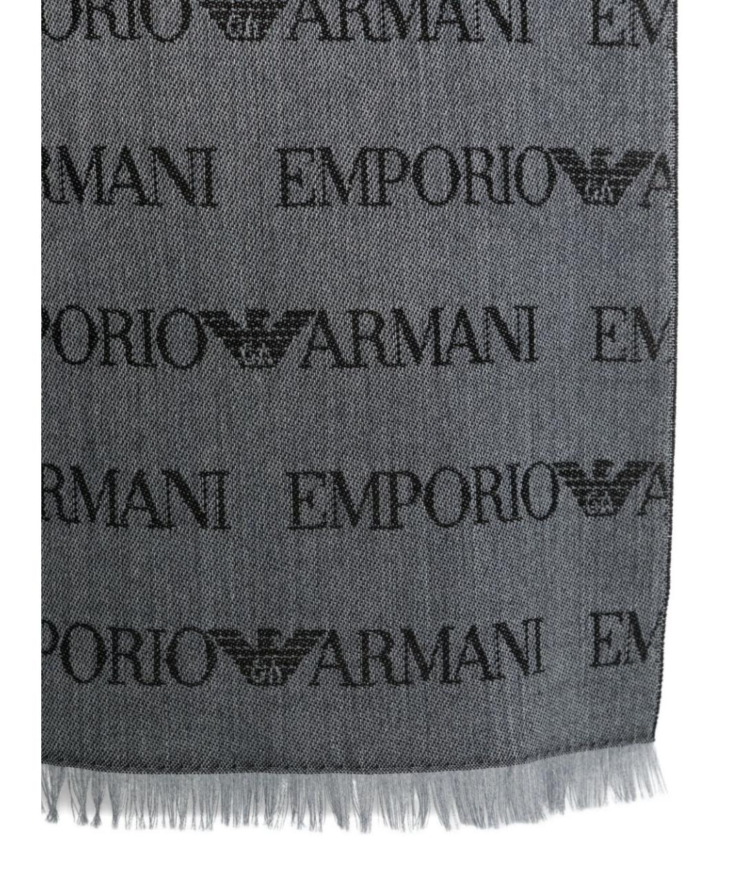 EMPORIO ARMANI Серый шерстяной шарф, фото 2
