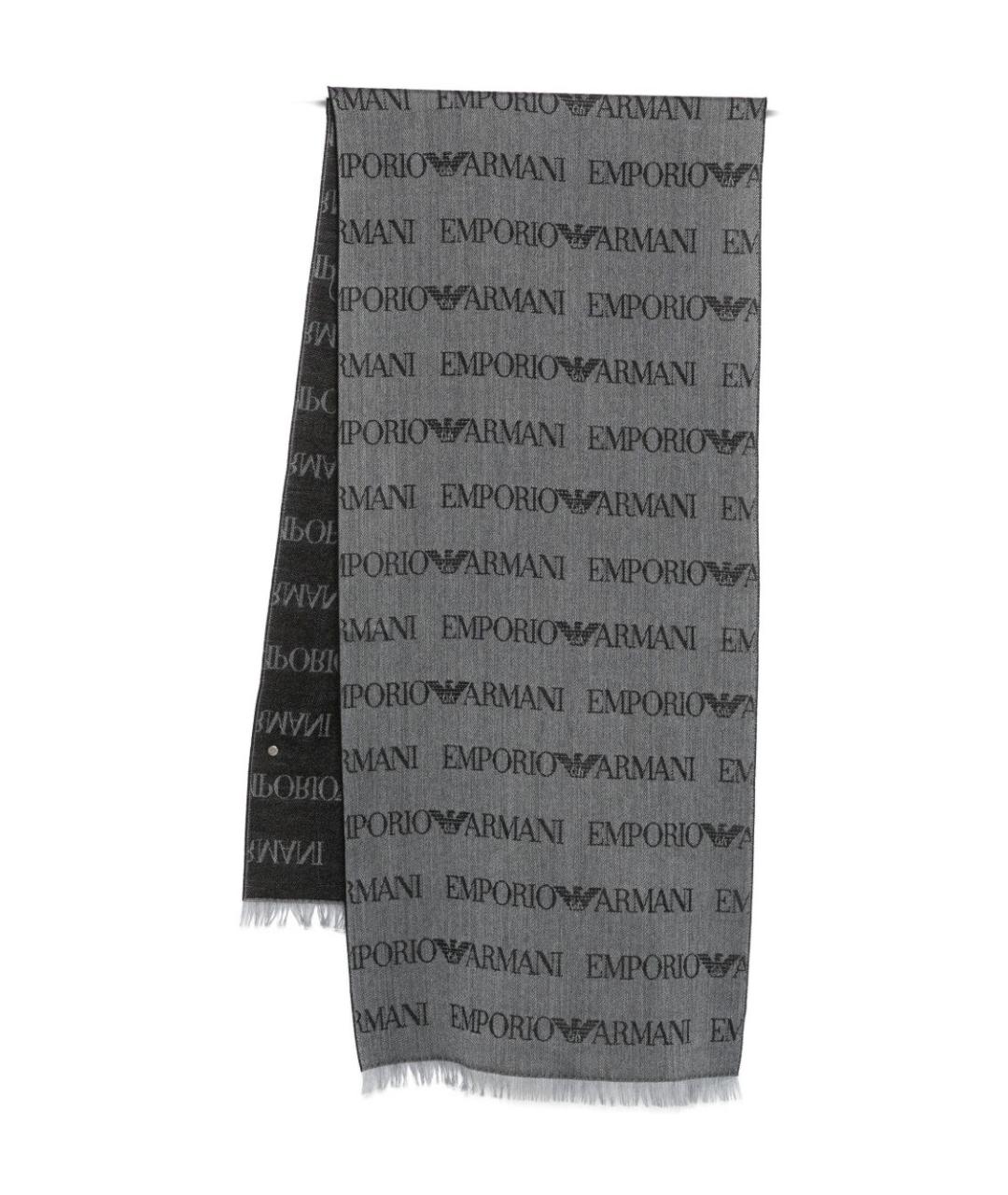 EMPORIO ARMANI Серый шерстяной шарф, фото 1