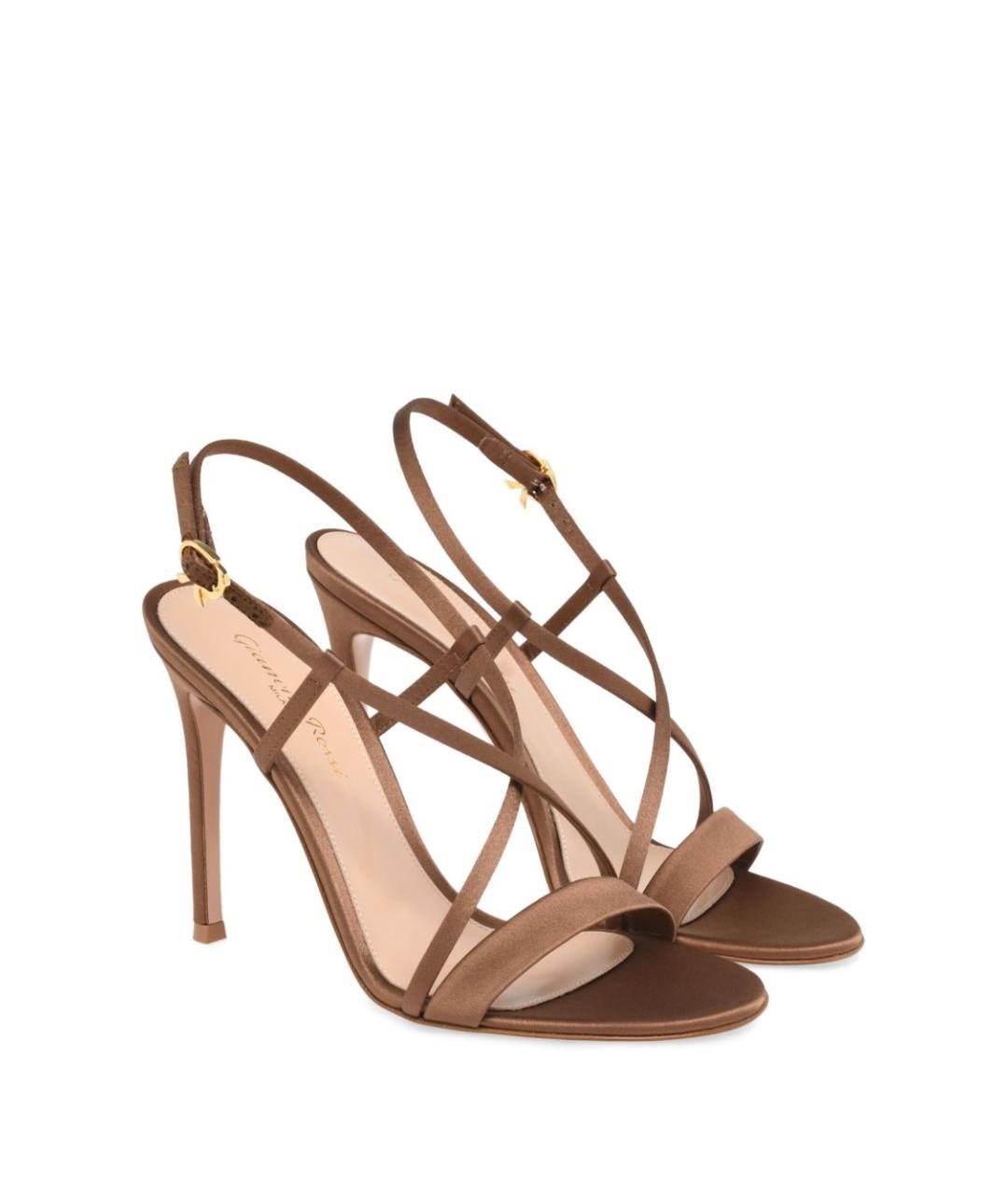 GIANVITO ROSSI Коричневые текстильные босоножки, фото 3
