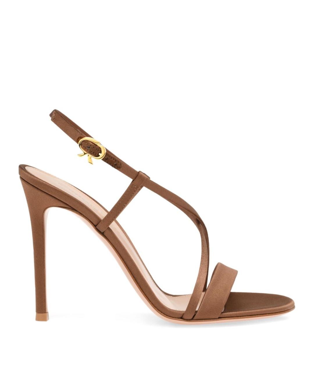 GIANVITO ROSSI Коричневые текстильные босоножки, фото 1