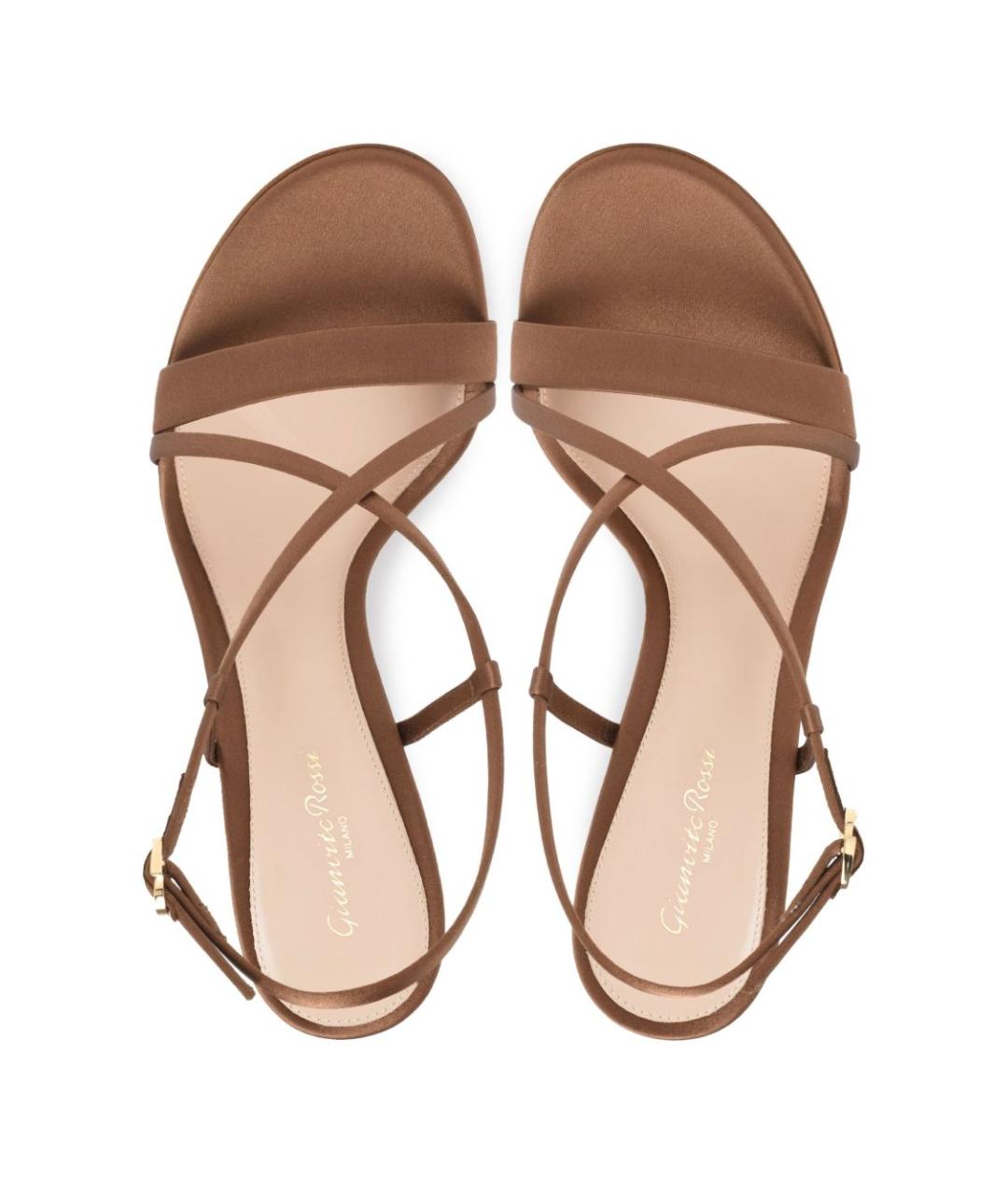 GIANVITO ROSSI Коричневые текстильные босоножки, фото 2