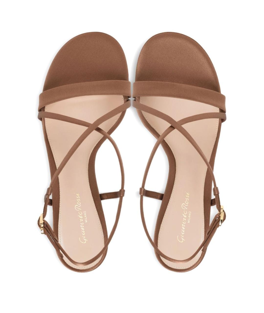 GIANVITO ROSSI Коричневые текстильные босоножки, фото 3