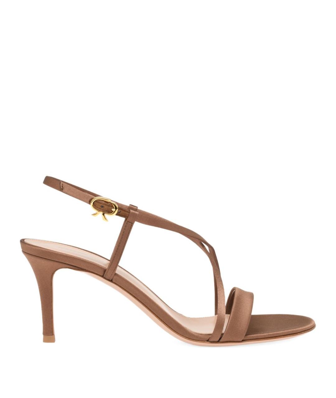 GIANVITO ROSSI Коричневые текстильные босоножки, фото 1