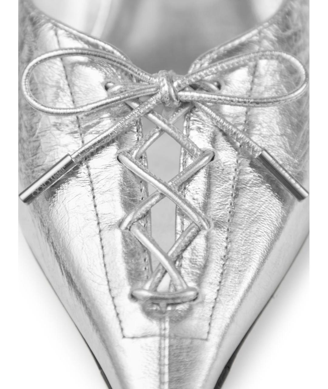 JIMMY CHOO Серебряные кожаные мюли, фото 5