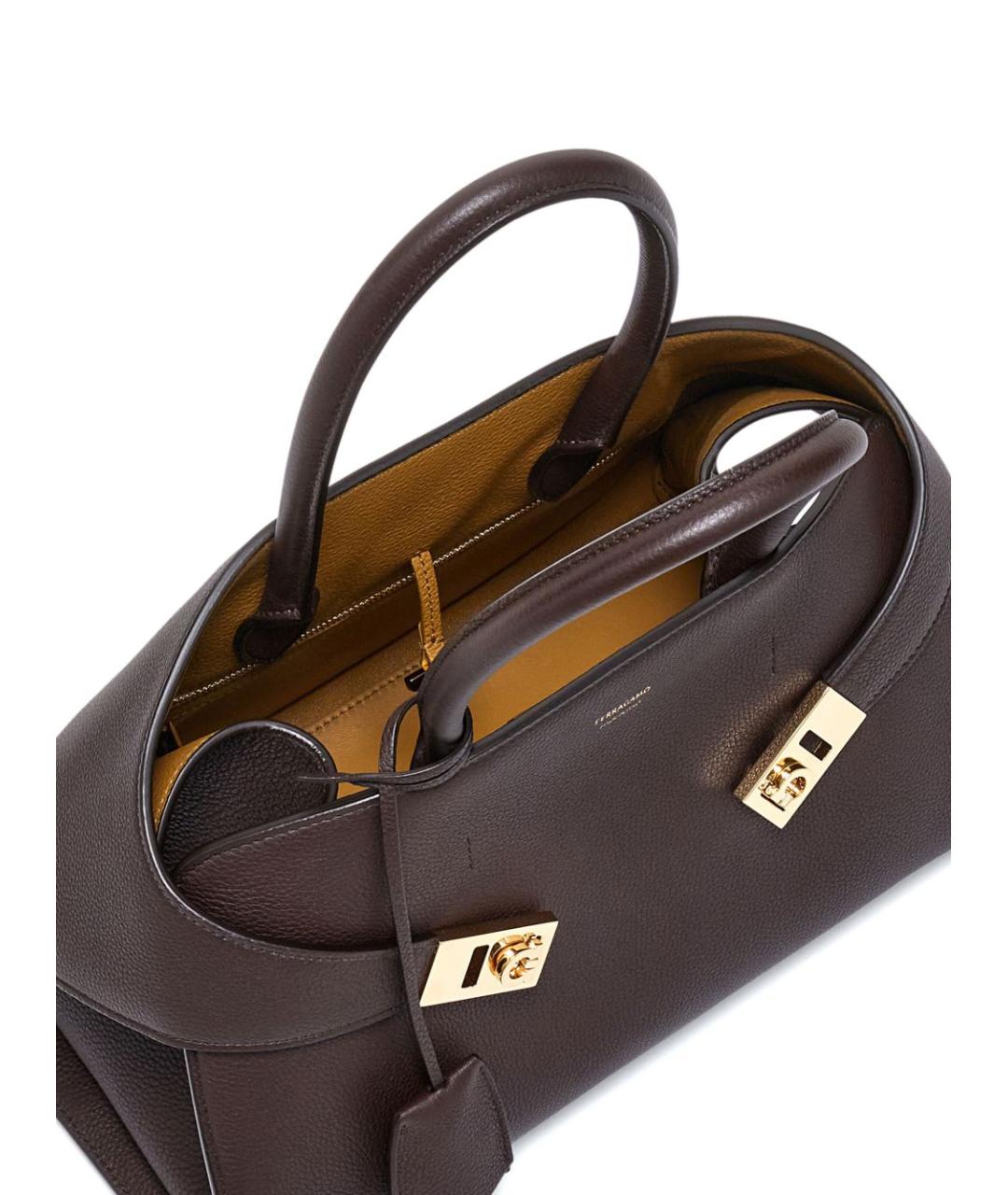 FERRAGAMO Коричневая кожаная сумка тоут, фото 6