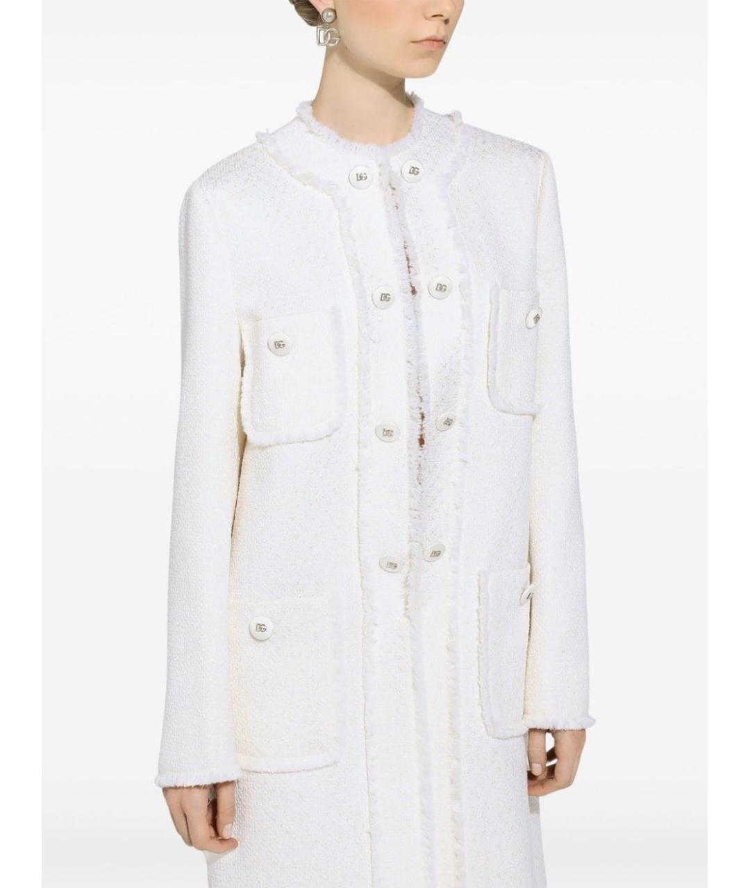 DOLCE&GABBANA Белое твидовое пальто, фото 5