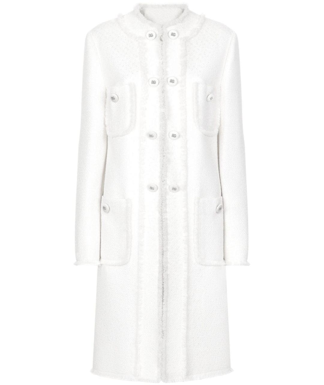 DOLCE&GABBANA Белое твидовое пальто, фото 1