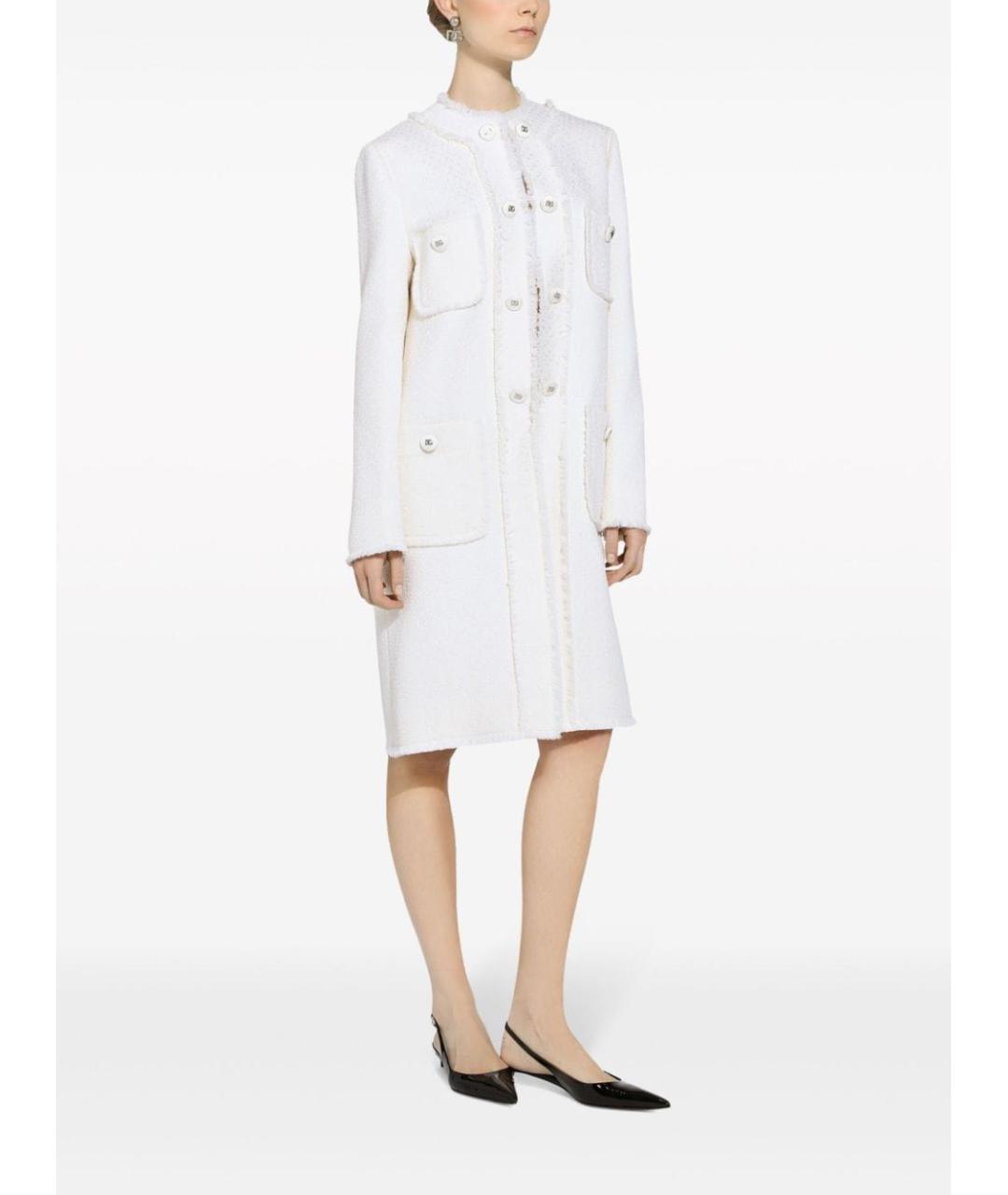 DOLCE&GABBANA Белое твидовое пальто, фото 4