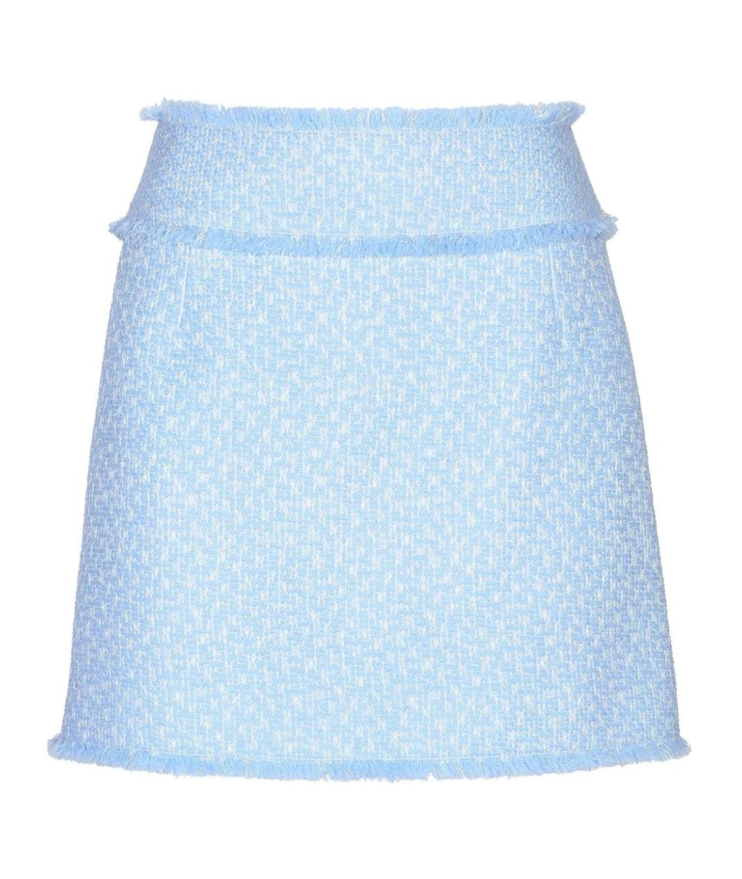 DOLCE&GABBANA Голубая твидовая юбка мини, фото 1
