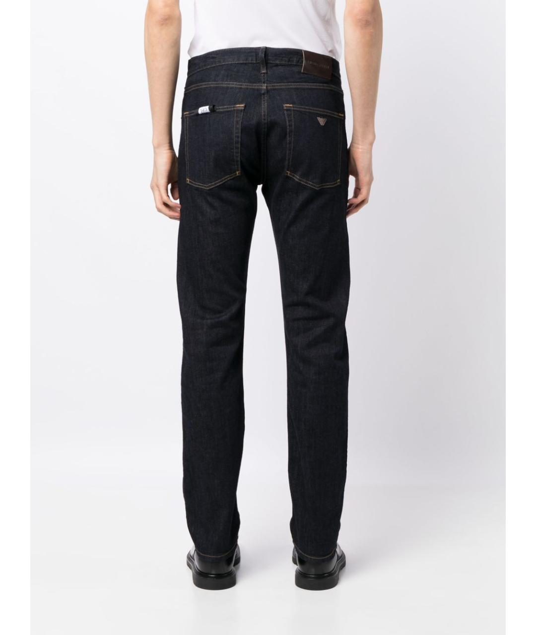 EMPORIO ARMANI Темно-синие хлопковые прямые джинсы, фото 3