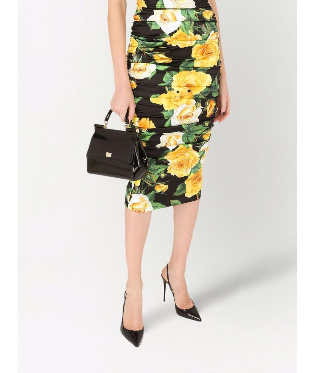 DOLCE&GABBANA Черная сумка тоут из лакированной кожи, фото 3