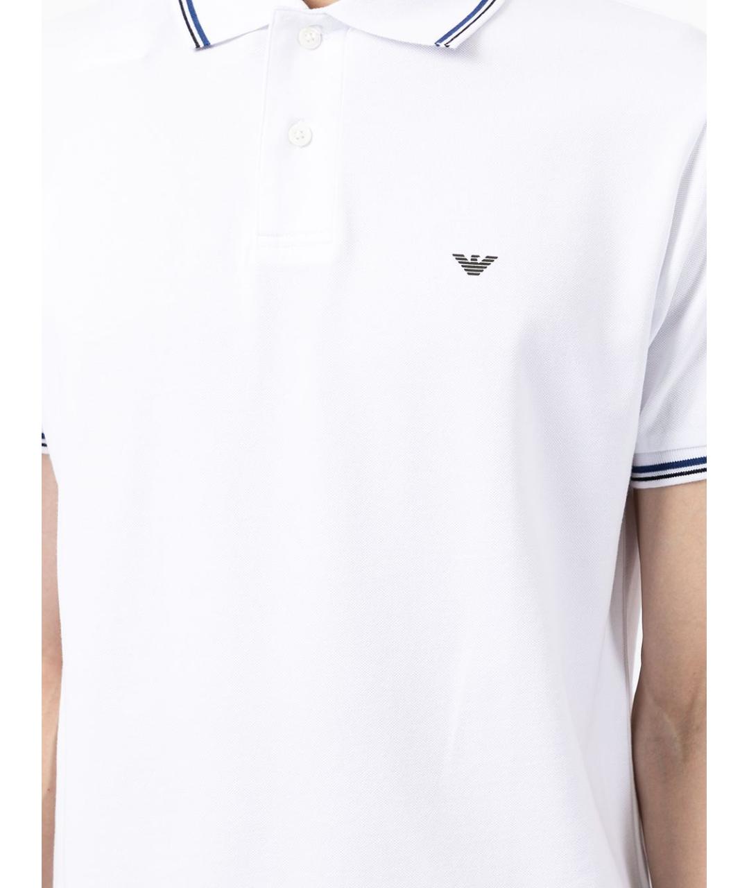 EMPORIO ARMANI Белое хлопковое поло с коротким рукавом, фото 4