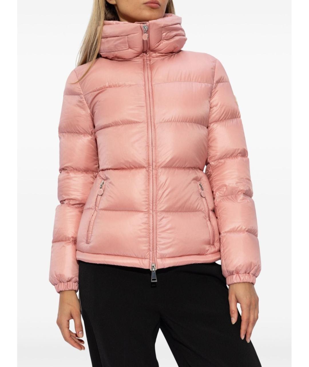 MONCLER Розовый полиамидовый пуховик, фото 3