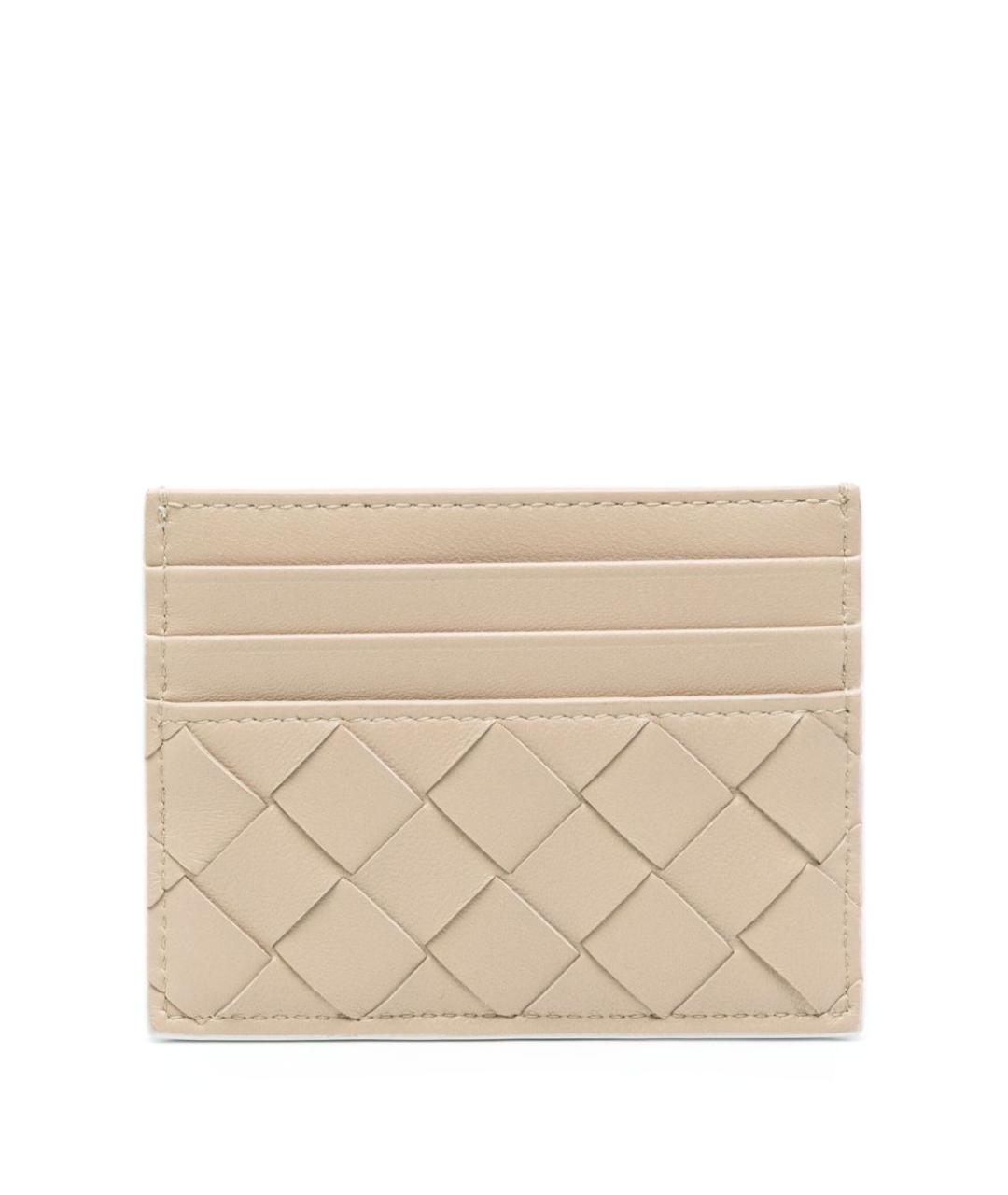 BOTTEGA VENETA Бежевый кожаный кардхолдер, фото 1