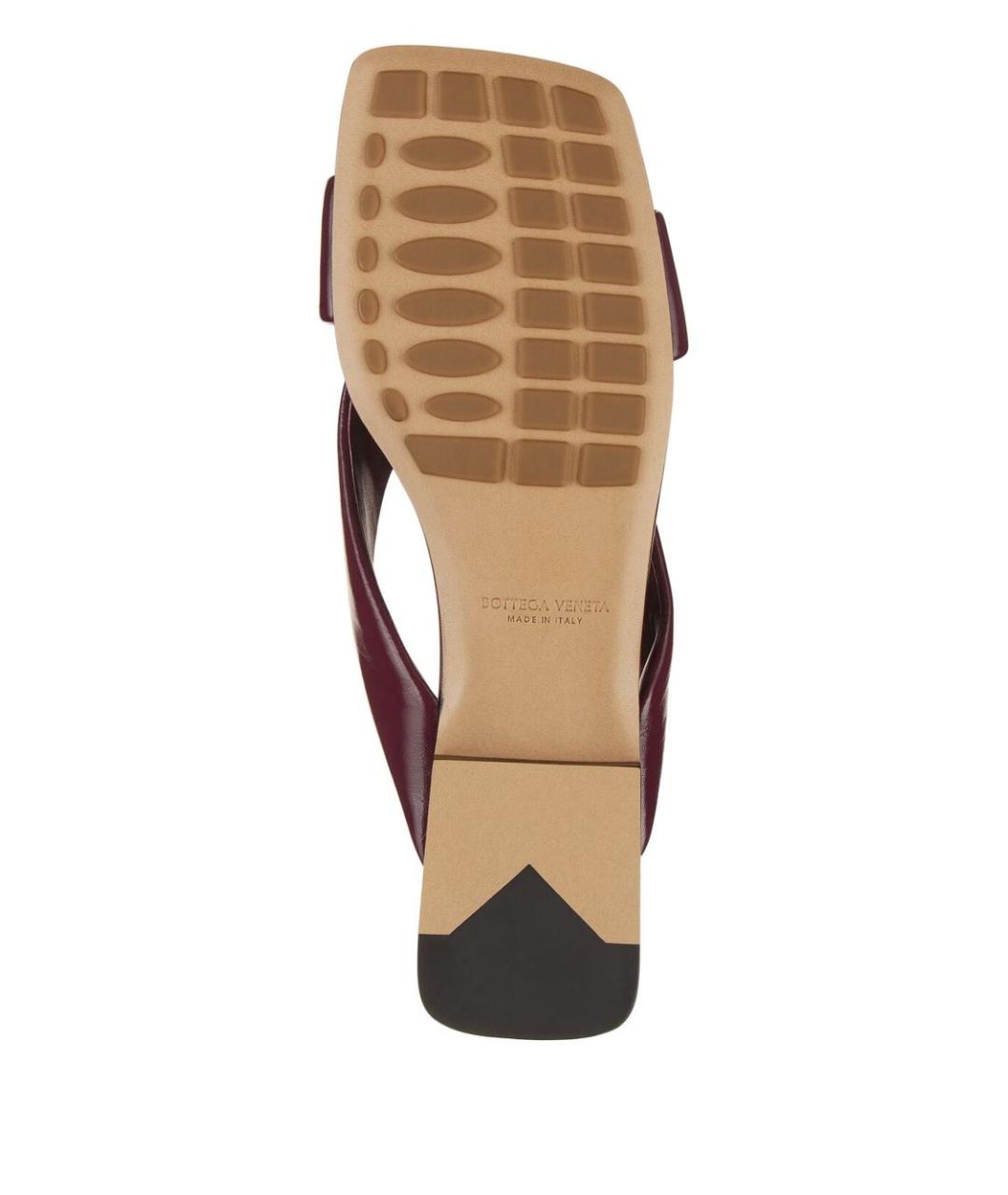 BOTTEGA VENETA Бордовые кожаные сандалии, фото 6