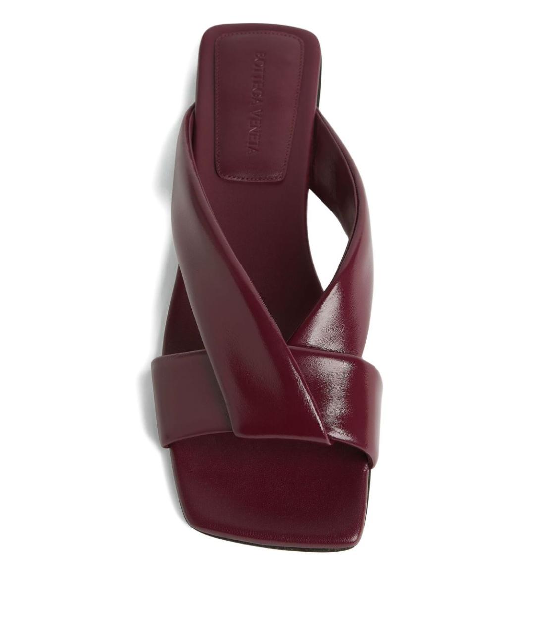 BOTTEGA VENETA Бордовые кожаные сандалии, фото 2