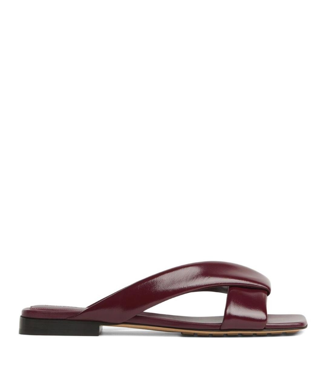 BOTTEGA VENETA Бордовые кожаные сандалии, фото 1