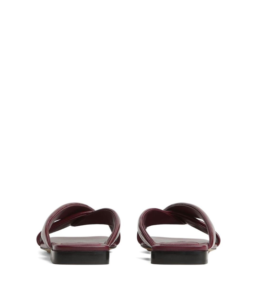 BOTTEGA VENETA Бордовые кожаные сандалии, фото 4