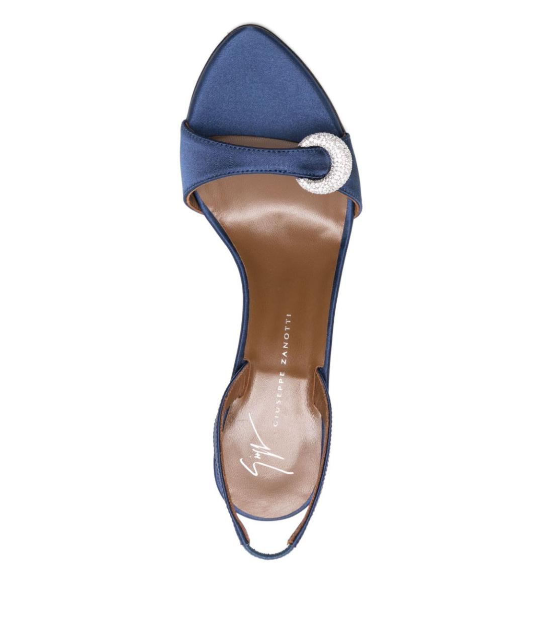GIUSEPPE ZANOTTI DESIGN Синие текстильные босоножки, фото 4