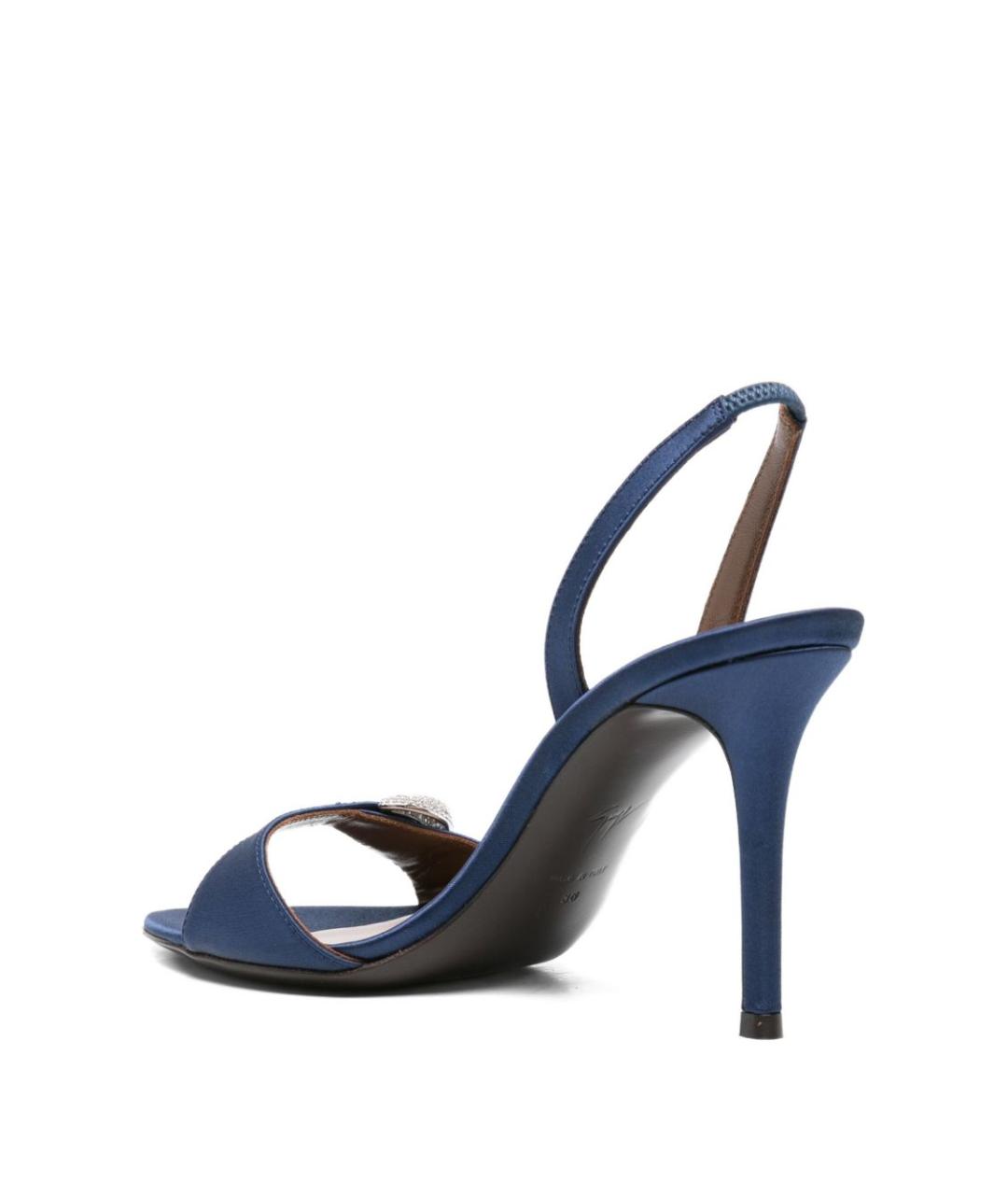 GIUSEPPE ZANOTTI DESIGN Синие текстильные босоножки, фото 3