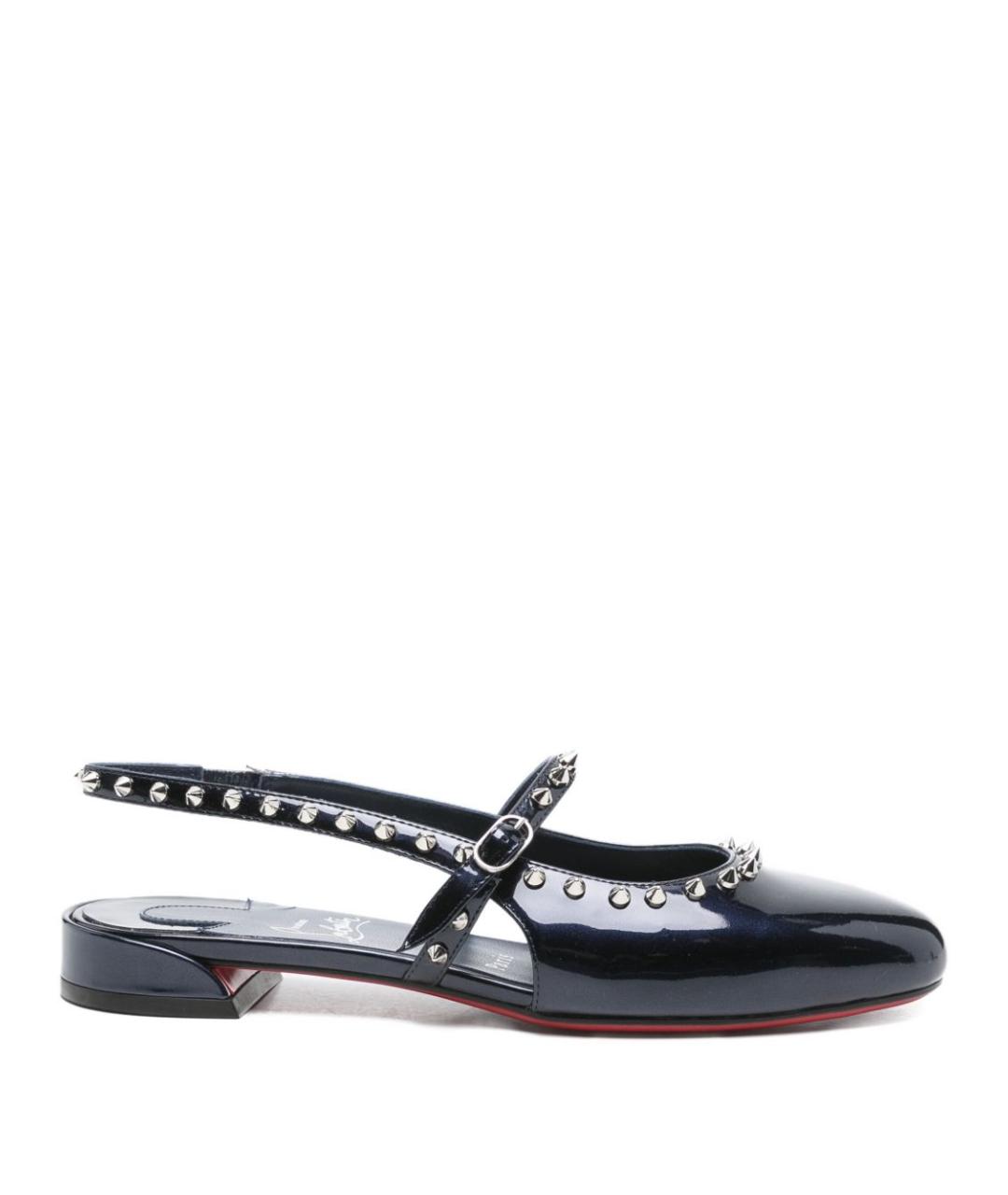 CHRISTIAN LOUBOUTIN Синие балетки из лакированной кожи, фото 1