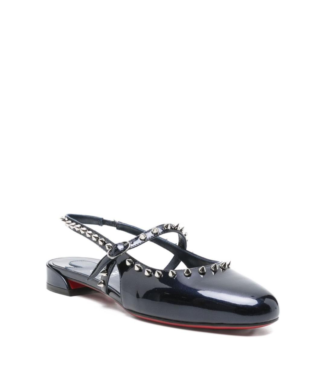 CHRISTIAN LOUBOUTIN Синие балетки из лакированной кожи, фото 3