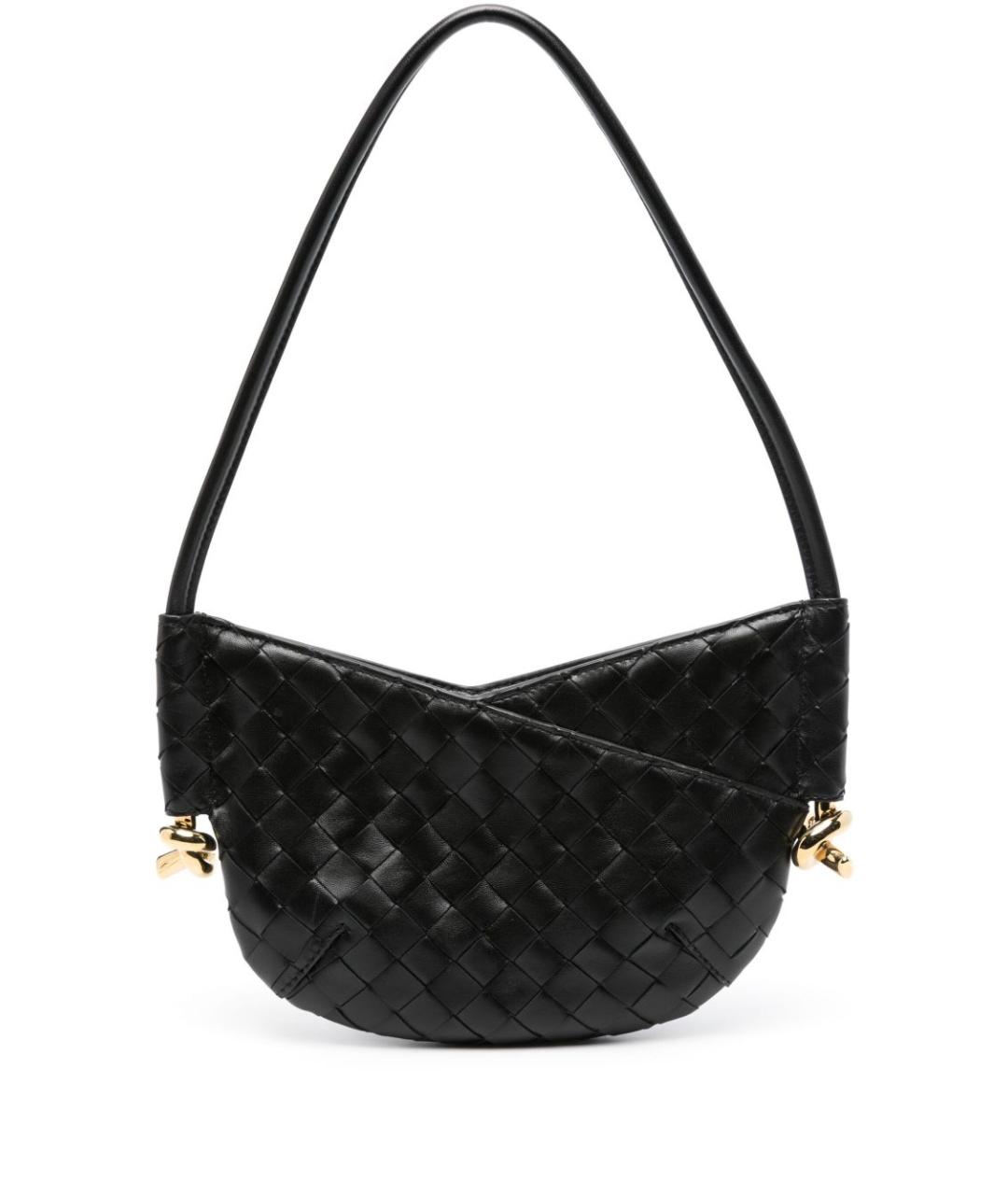 BOTTEGA VENETA Черная кожаная сумка с короткими ручками, фото 1